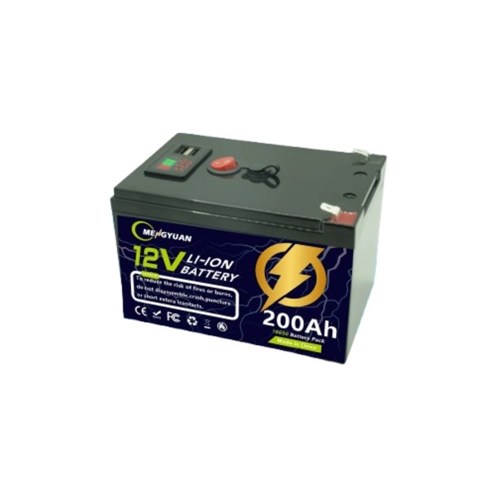 Baterie litiu cu capacitate 2, 4kwh 12V 200Ah, reincarcabila pentru energie solara, baterie pentru vehicul electric + incarcator 12.6V 3A