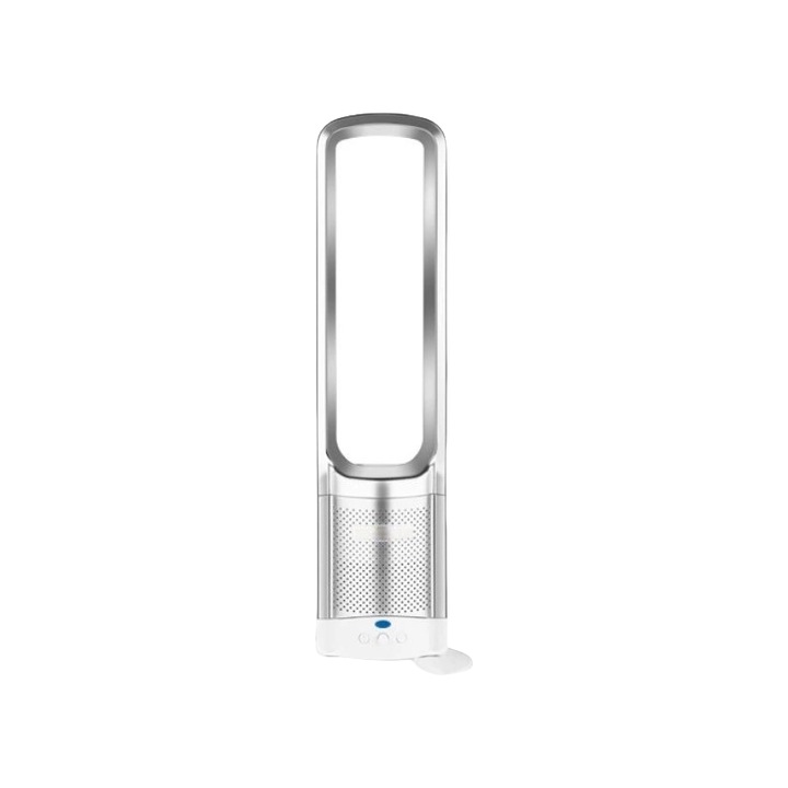 Ventilator fara pale, 220V, ioni negativi, schimbare continua a vitezei, purificare a aerului, miscare oscilanta, reducere silentioasa a zgomotului, telecomanda, 23, 5x70cm, argintiu