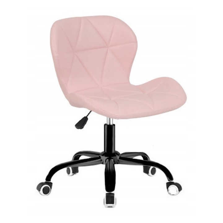 Scaun De Birou, Ekspand, Sky74A, Sediu Ergonomic, Calitate Superioara A Ecopielii, Baza Stabila Cu Cinci Brate, Roti Silentioase, 31 cm x 42 cm x 37 cm x 47 cm, Roz/Negru