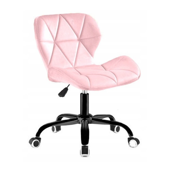 Scaun De Birou, Ekspand, Sky74-1A, Sediu Ergonomic, Material Din Catifea, Baza Stabila Cu Cinci Brate, Roti Silentioase, 31 cm x 42 cm x 37 cm x 47 cm, Roz Deschis/Negru