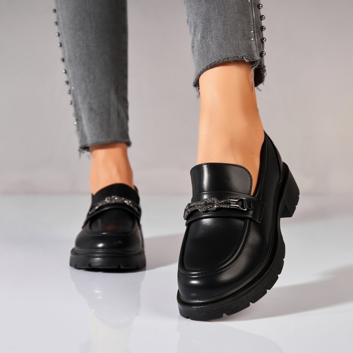 Pantofi dama casual Negri din Piele Ecologica Diona, Negru