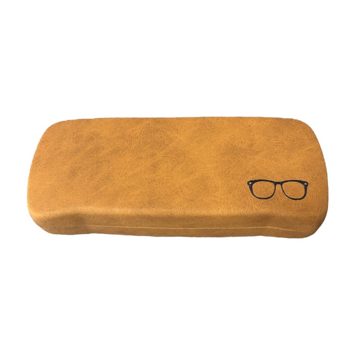 Toc etui pentru ochelari, 16 x 6.3 x 3.6 cm, exterior din piele ecologica neteda, maro AVI-5199 Maro