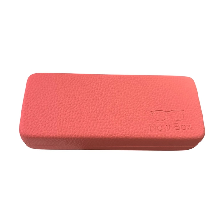 Toc etui pentru ochelari, 16 x 6.8 x 3.6 cm, exterior din piele ecologica texturata, AVI-5198 Roz inchis