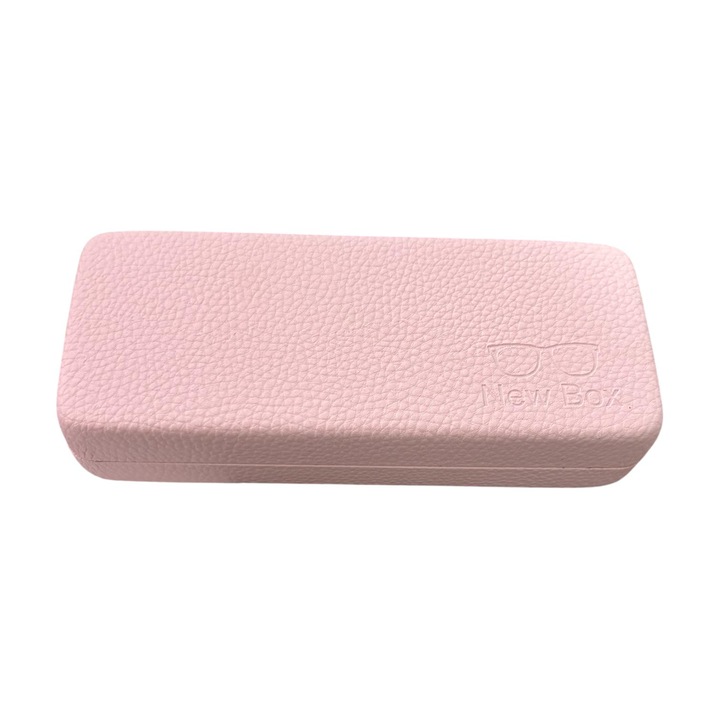 Toc etui pentru ochelari, 16 x 6.8 x 3.6 cm, exterior din piele ecologica texturata, AVI-5198 Roz deschis
