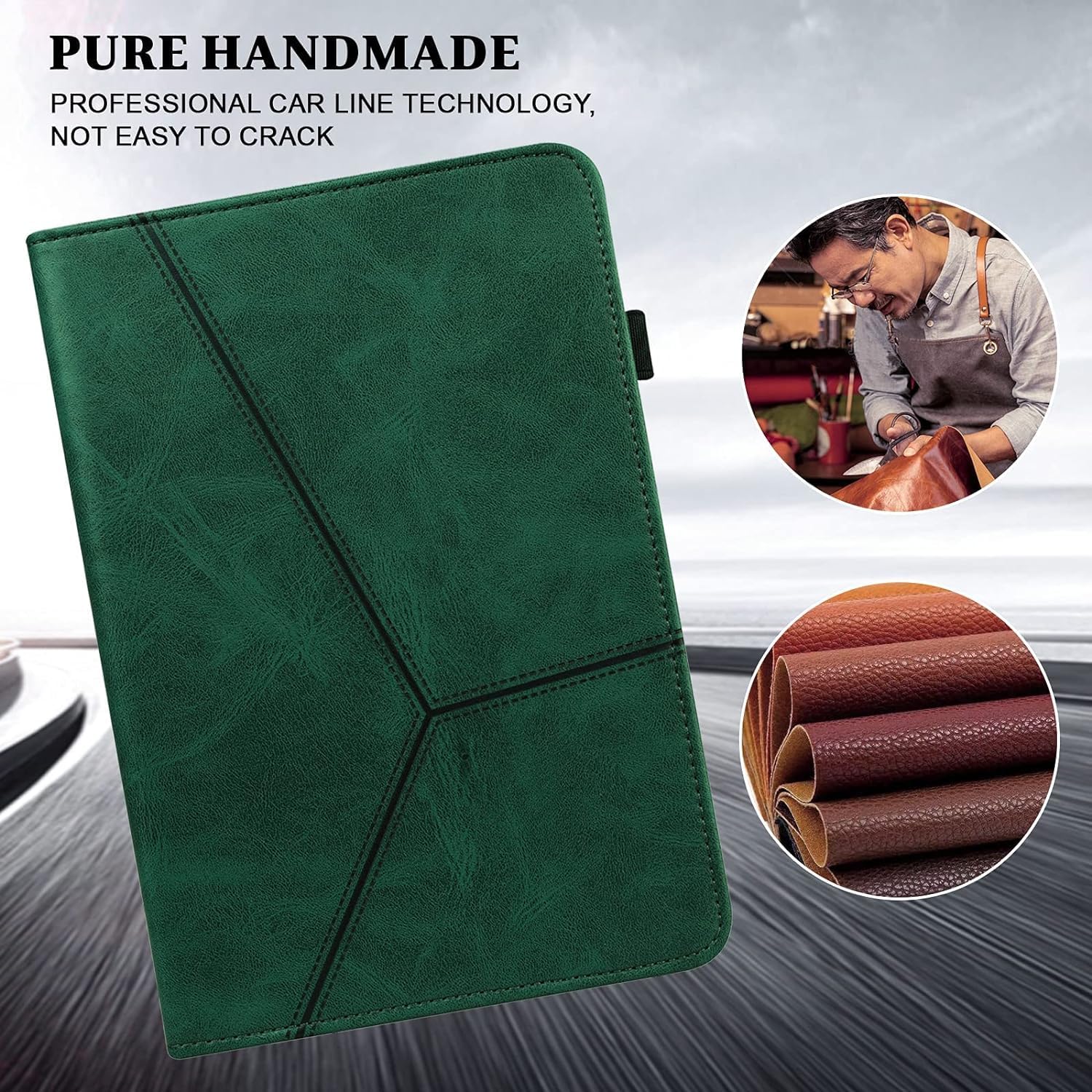 Husa Premium Multifunctionala pentru iPad Pro 11" (2024, M4) – Cu Suport Reglabil, Piele PU, Sloturi pentru Carduri – Protectie Completa & Design Elegant, Verde
