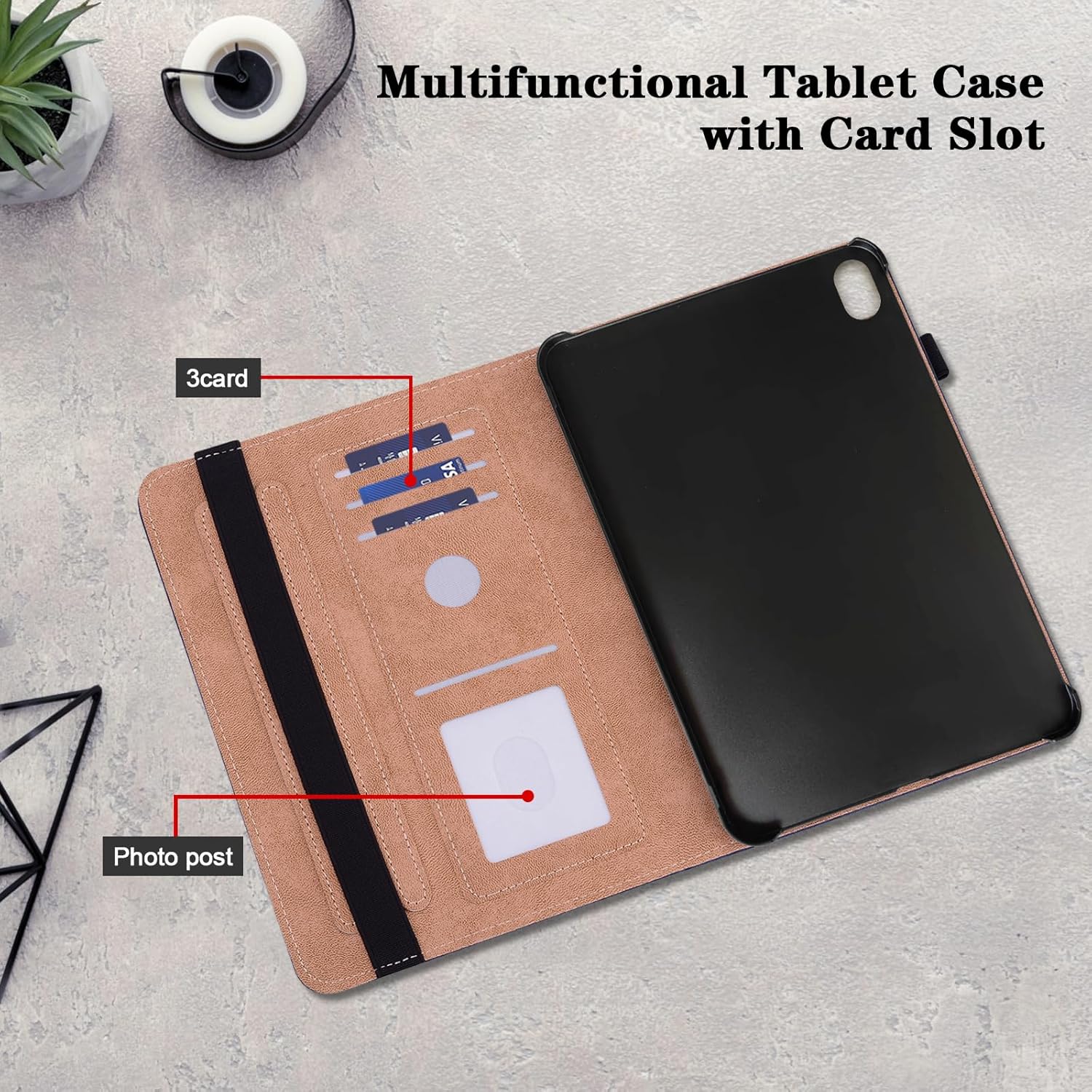 Husa Premium Multifunctionala pentru iPad Air 11" (2024, Gen. 6) – Piele PU, Sloturi Card, Suport Reglabil, Protectie Completa & Design Elegant, Gri