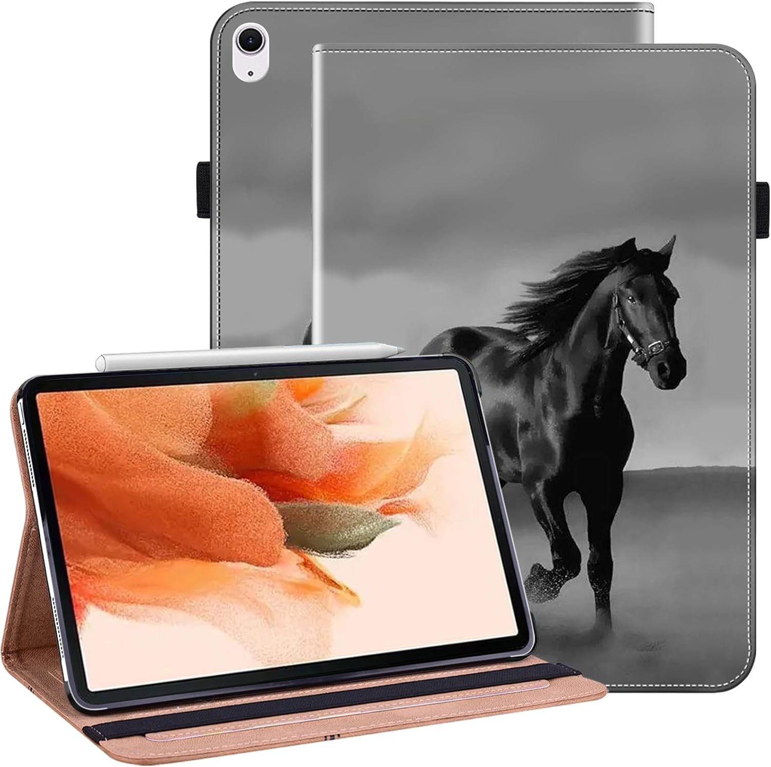Husa Premium Multifunctionala pentru iPad Air 11" (2024, Gen. 6) – Piele PU, Sloturi Card, Suport Reglabil, Protectie Completa & Design Elegant, Gri