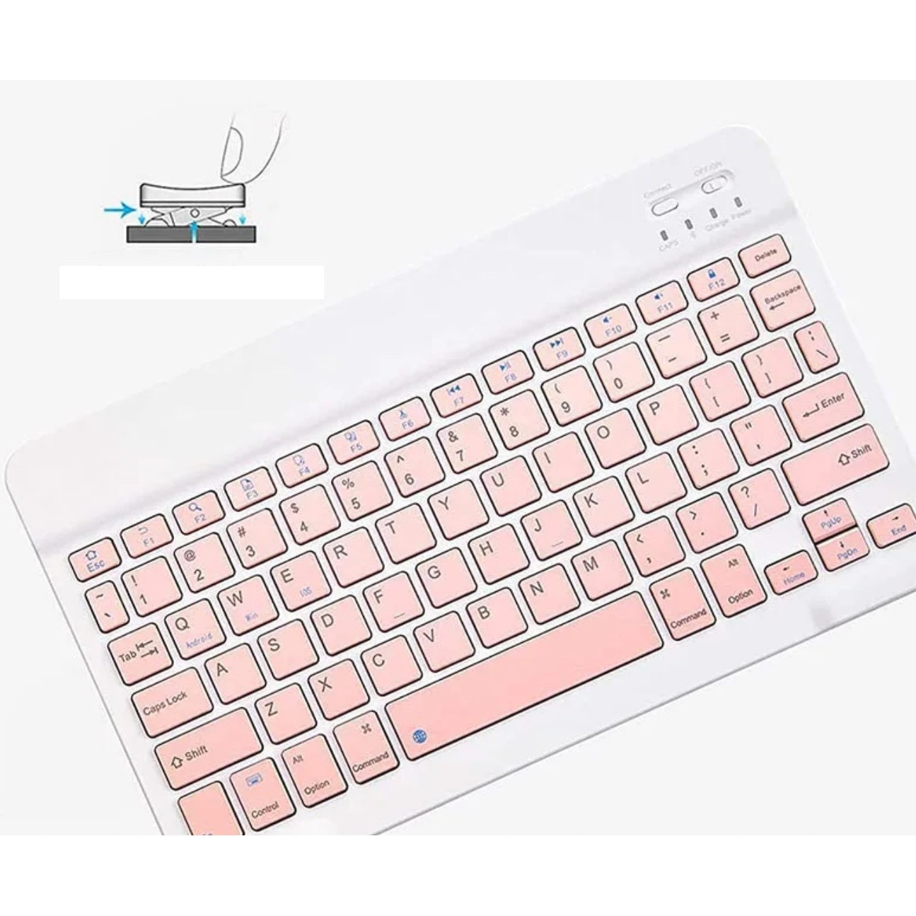 Tastatură Bluetooth wireless, roz, 24, 7x15cm, compatibilă cu dispozitiveBluetooth