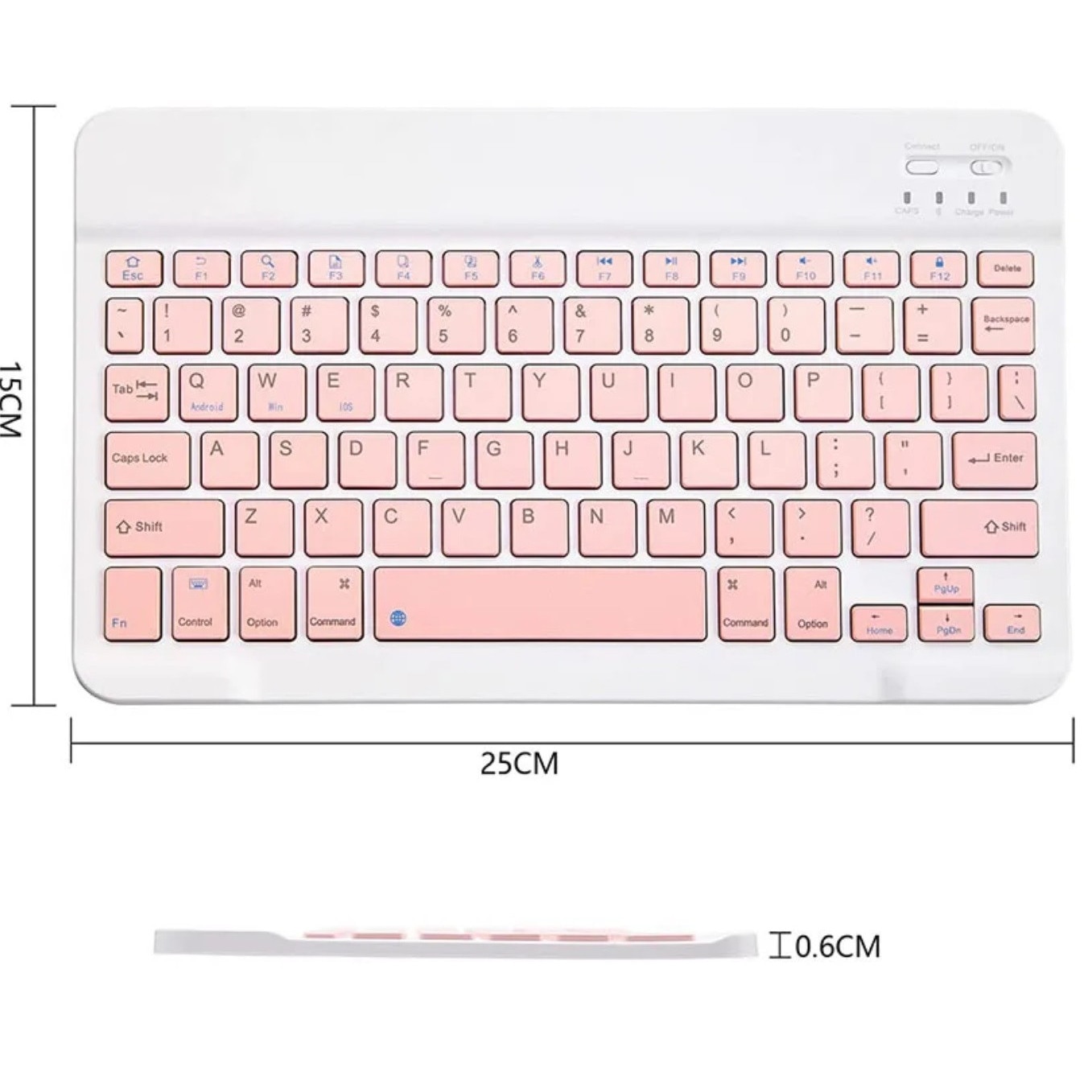 Tastatură Bluetooth wireless, roz, 24, 7x15cm, compatibilă cu dispozitiveBluetooth