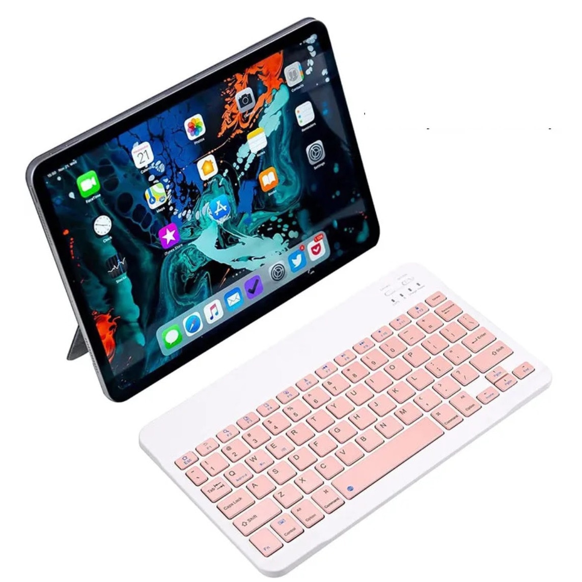 Tastatură Bluetooth wireless, roz, 24, 7x15cm, compatibilă cu dispozitiveBluetooth