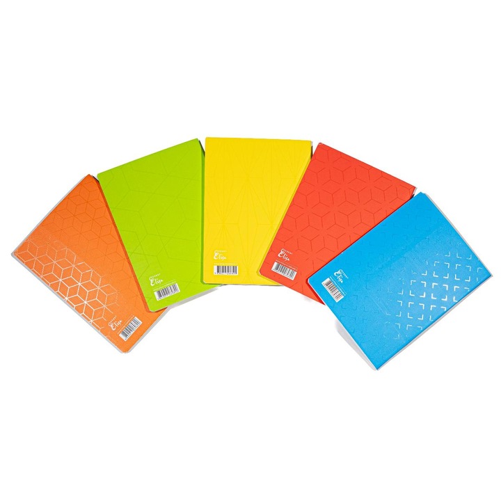 Set 5 caiete Elisa Premium A5, 48 file, hartie 80 g/mp, coperta 300 g/mp, motiv Geometric