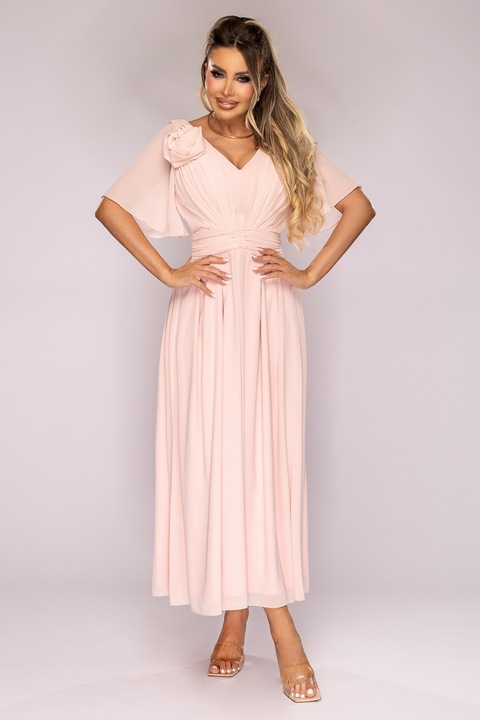 Rochie midi din voal roze,3XL