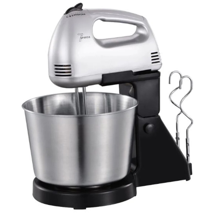 Mixer Rozsdamentes acél tállal, 350 W teljesítmény, 2 liter, rozsdamentes acél, 7 sebességfokozat