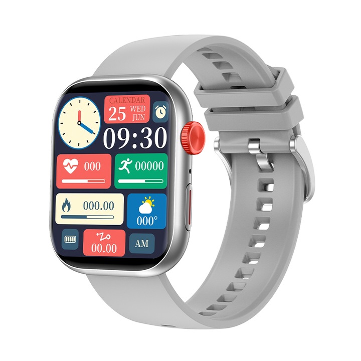 Смарт часовник Zkrontinex, 2.01 инча HD, проследяване на сърдечен ритъм и сън, водоустойчив IP68, унисекс, сребрист/сив