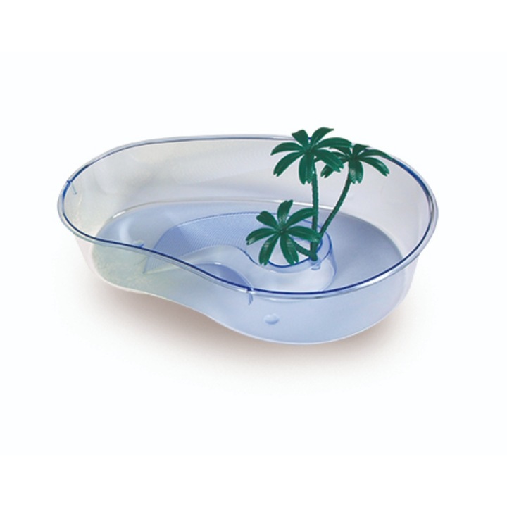 Terariu Broaste Testoase Simplu - Bol Cu Insula si Palmier, Habitat de Baza, CAPRI Mic, 32 x 20.5 x 7h cm