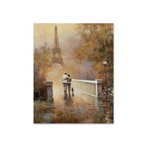 Tablou Canvas - Franta, Paris, Turnul Eiffel, Pod, Pereche, Iubire, 60 x 75 cm