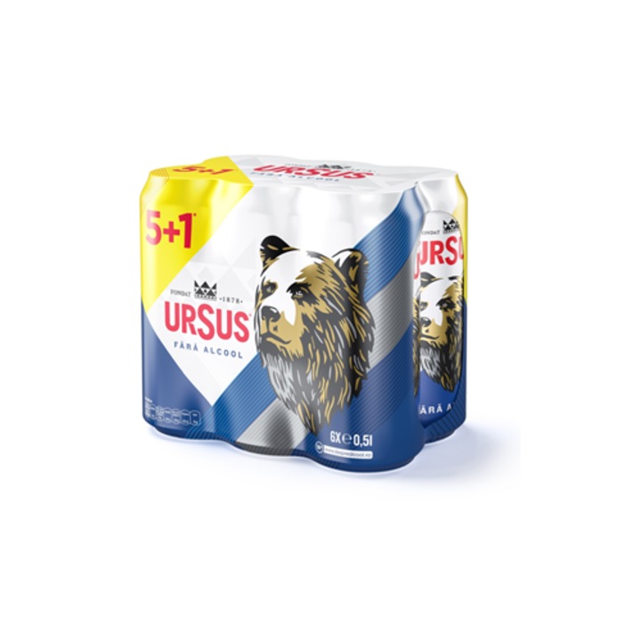 URSUS Premium Bere 0% Alcool Doza SGR 6x 500 ml