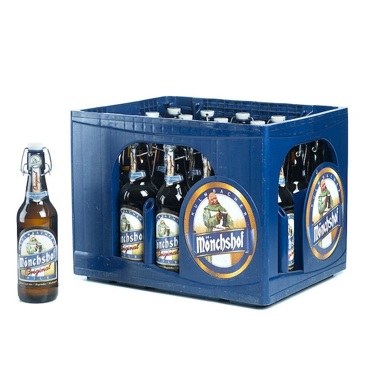 Set bere germana, MONCHSHOF ORIGINAL PILS blonda, 4.9 % alcool, 500 ml x 20 buc