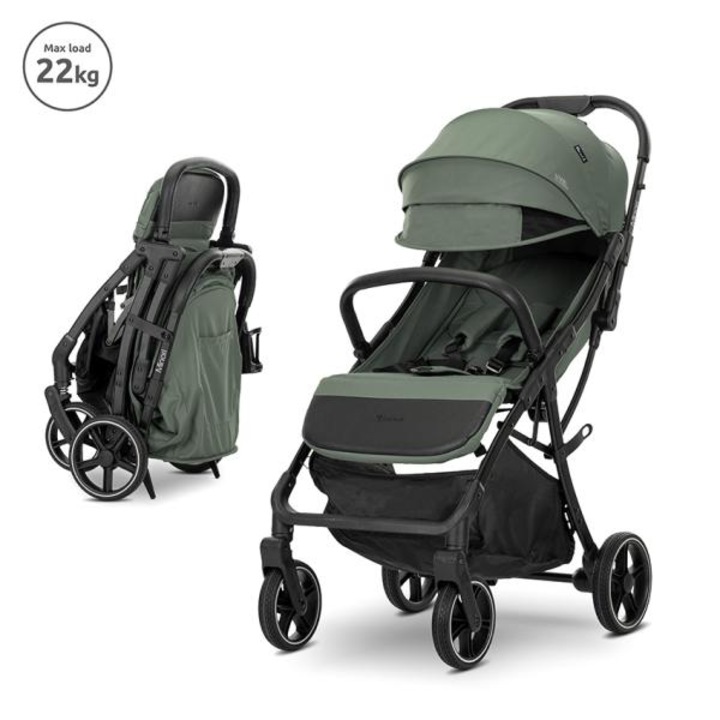 Carucior sport, Lorelli, Minori, sistem de pliere cu o singura mana, spatar reglabil cu mecanism, roti rezistente la uzura din PU, husa textila UV 50+, 0 luni+, pana la 22 kg, Green