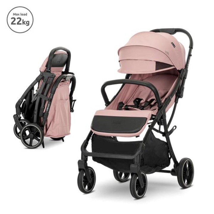 Carucior sport, Lorelli, Minori, sistem de pliere cu o singura mana, spatar reglabil cu mecanism, roti rezistente la uzura din PU, husa textila UV 50+, 0 luni+, pana la 22 kg, Pink