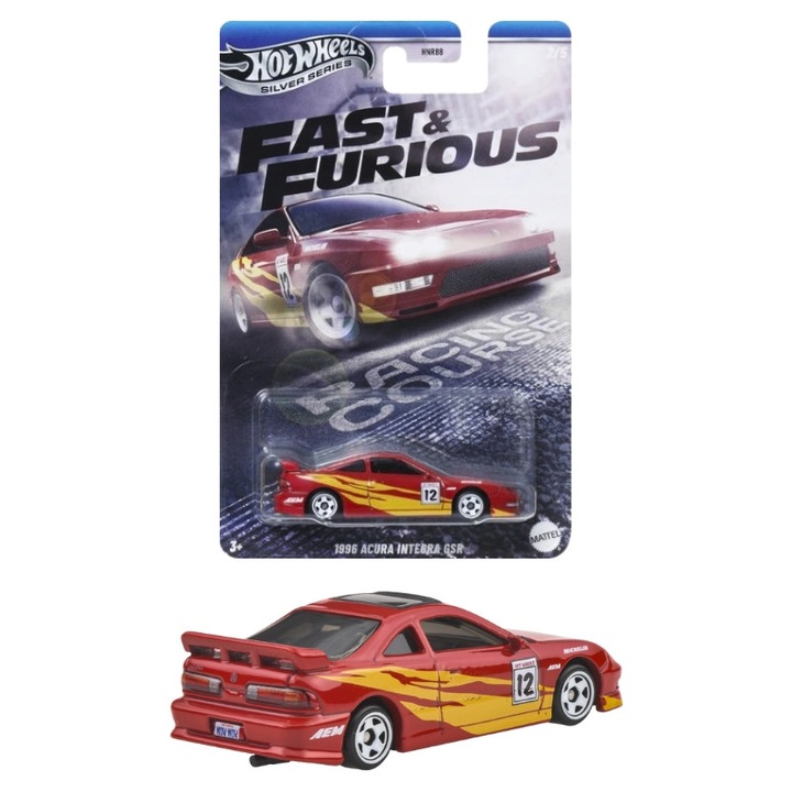Fém autókészlet, Hot Wheels, Acura Integra, Hot Wheels, Acura Integra, Léptékarány 1:64, Fém + Műanyag, Ezüst Festék, Utcai Verseny Stílus, A 90-es évek tuningja és a Halálos Iramban Atmoszférája Ihlette Stílus, 10,5 x 6,5 x 3 cm, Ezüst