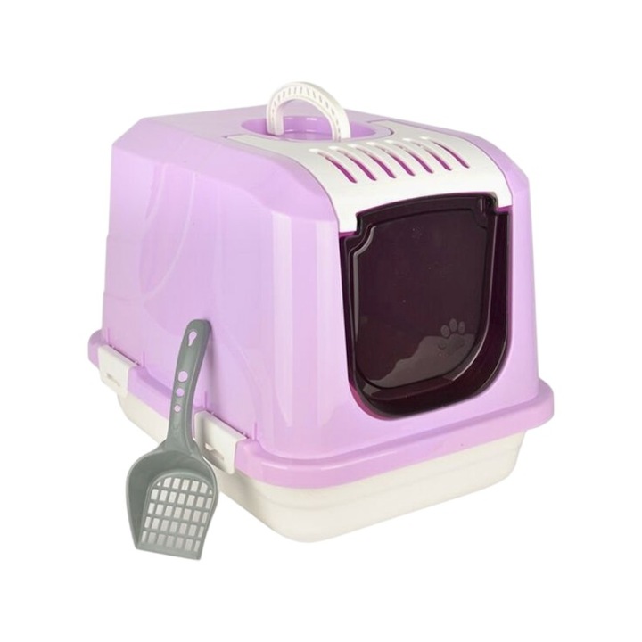 Litiera inchisa pentru pisici Tradesor, pentru pisici, 50x37x38.5cm, mov