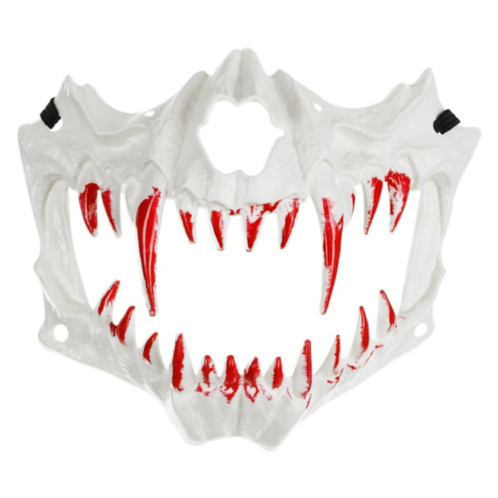 Маска за череп 16,5x14 см, бяла и червена