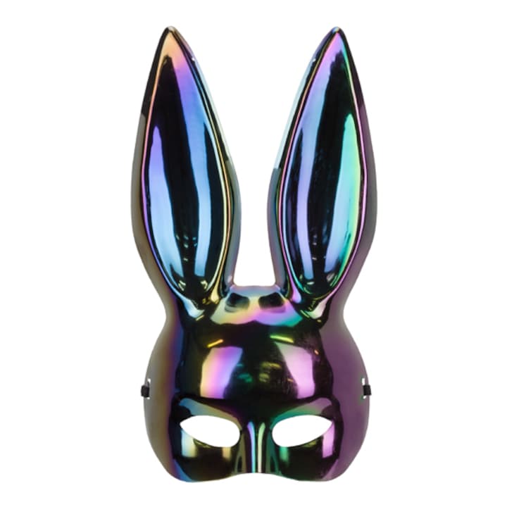 Masca iepuras Halloween (1 buc), 16.5x34 cm, Negru iridescent