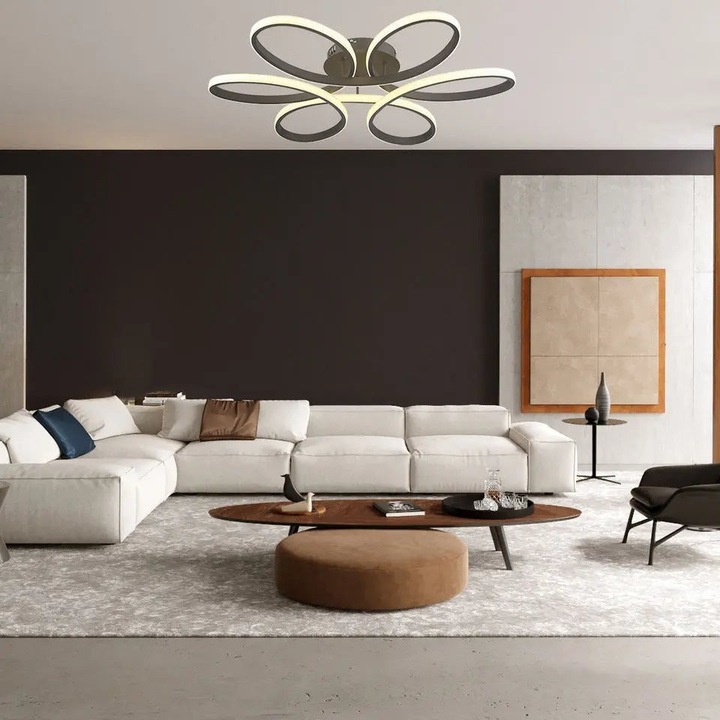 Lustra LED Cu Telecomanda, 3 Tipuri De Lumina, Intensitate Reglabila, 120W, Negru