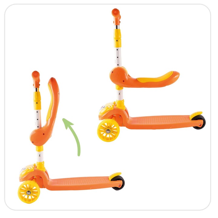 Trotineta pliabila cu 3 roti 2 in 1, MalPlay 112312