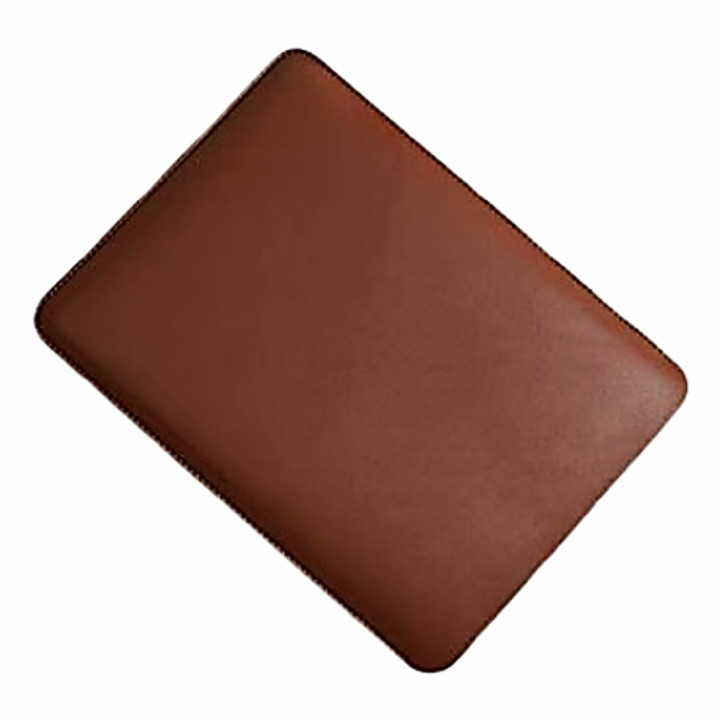 Husa laptop 15", piele ecologica (PU) maro vintage, rezistenta la stropi, interior din microfibra, protectie marginala 5 mm, design minimalist