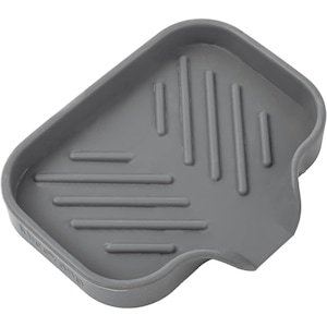 Savoniera de baie din silicon cu scurgere, organizator de chiuveta pentru baie si bucatarie, suport pentru burete, gri mic