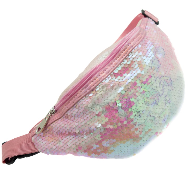 Gyerektáska, rózsaszín flitterekkel, unikornis minta - BRS404