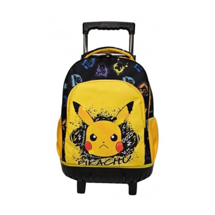 Troler galben cu bretele ajustabile si intarite, Grande, doua compartimente, 44x33x21 cm, Pokemon