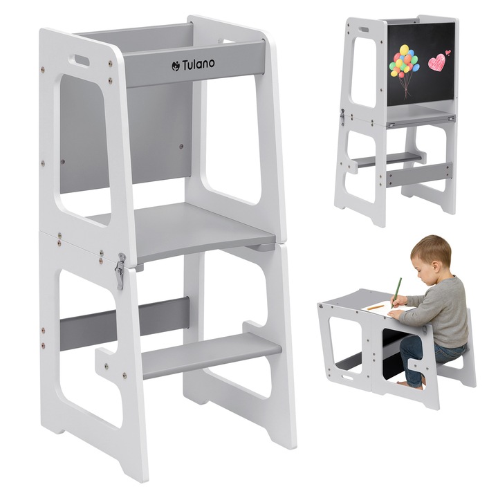 Кухненски помощник Tulano Mooby 35, с функция на маса, 3 в 1, бял