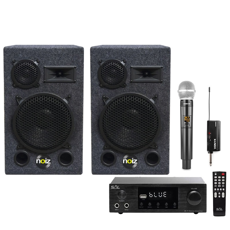 Set Receiver cu boxe Noiz Vintage Box Karaoke Bundle