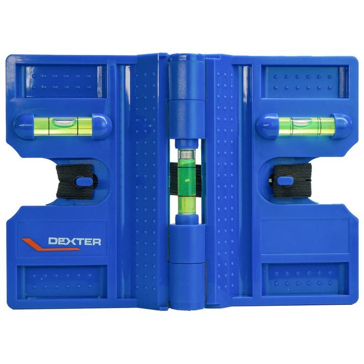 Nivela plastic cu magnet, Dexter, 3 bule, L 125 mm, albastra
