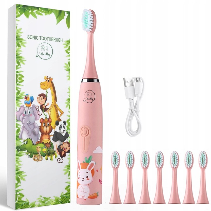 Електрическа четка за зъби Heelly Sonic Toothbrush Ултразвукова, детска, розова