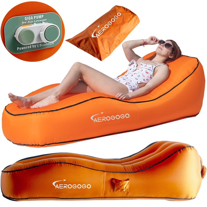 Надуваем матрак Aerogogo Cl01, CL1BLUE, 200x70x50 см, син, вградена електрическа въздушна помпа, максимален капацитет 150 кг, време за надуване 100 секунди, включва матрак за отлична почивка на открито