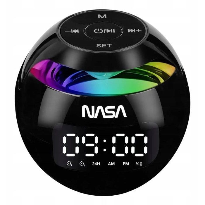 Difuzor Bluetooth 5.0 NASA SP200 cu 2 ceasuri desteptatoare + lampa LED RGB / NASA SP200