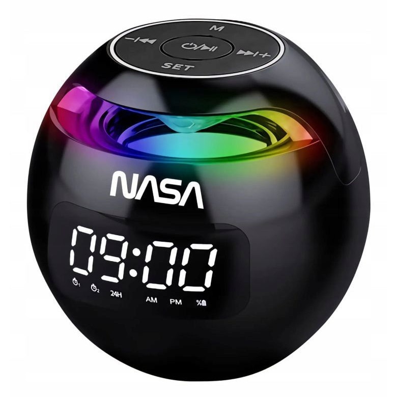 Difuzor Bluetooth 5.0 NASA SP200 cu 2 ceasuri desteptatoare + lampa LED RGB / NASA SP200