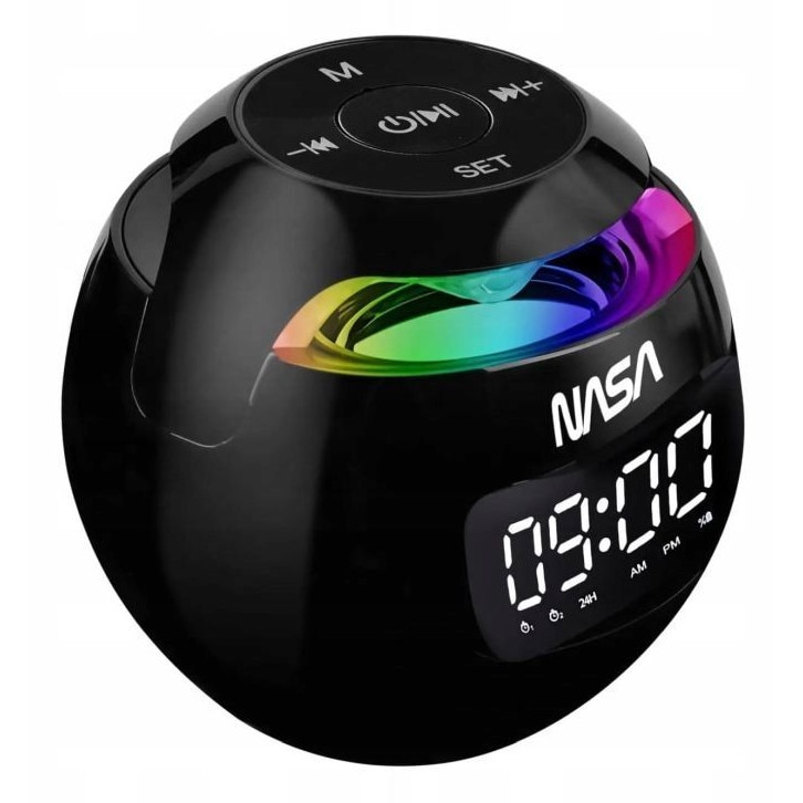 Difuzor Bluetooth 5.0 NASA SP200 cu 2 ceasuri desteptatoare + lampa LED RGB / NASA SP200