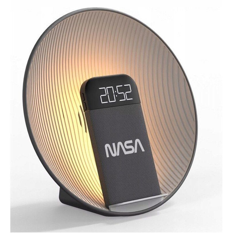 Difuzor Bluetooth cu ceas, incarcator QI, lampa LED, alarma cu zgomot alb, NASA SPC600