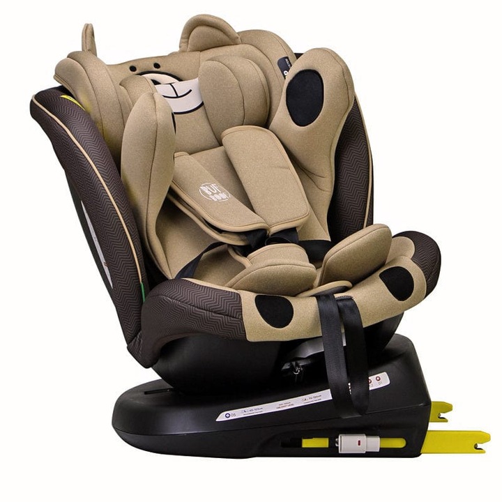 Scaun auto Plus iSize Buf Boof UrsCoffee cu isofix Rotativ 360 grade Pozitie Somn Top Tether 0-36 kg 40-150 cm - cafea