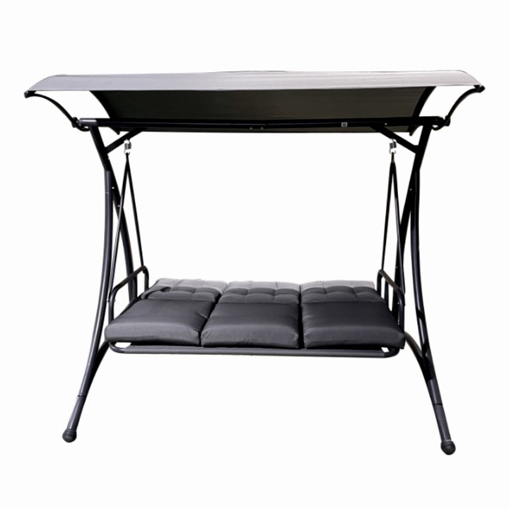 Balansoar pentru terasa/gradina cu acoperis KLUGMEISTER KJF4959, cu perne incluse, dimensiuni 198x133x178 cm, culoare gri