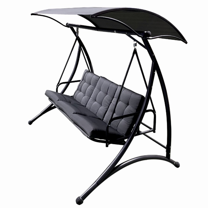 Balansoar pentru terasa/gradina cu acoperis KLUGMEISTER KJF4959, cu perne incluse, dimensiuni 198x133x178 cm, culoare gri