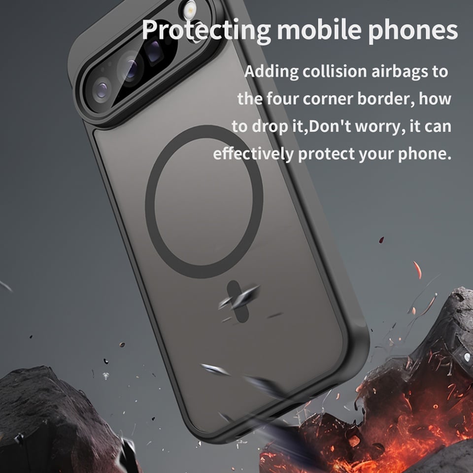 Husa pentru Google Pixel 10 Pro XL, SKYDDAR INNOVATION, HaloFrost MagSafe II, Antisoc, set cu sticker, Negru