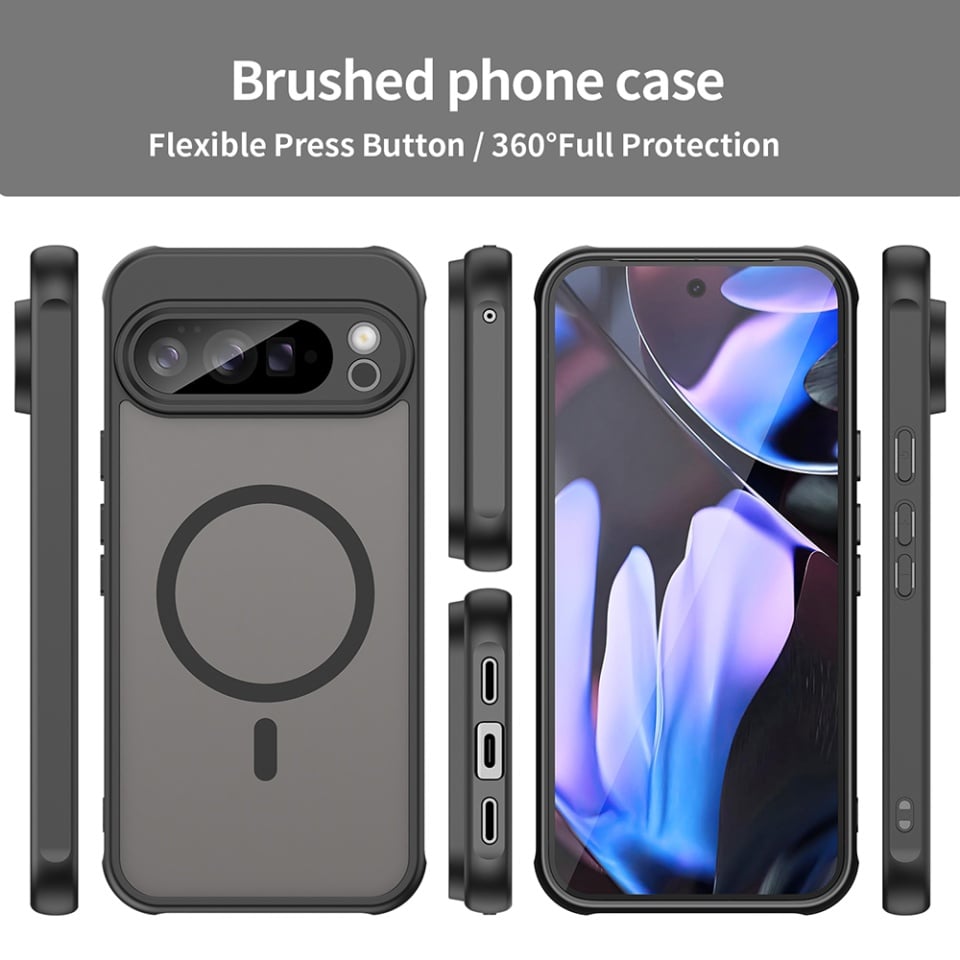Husa pentru Google Pixel 10 Pro XL, SKYDDAR INNOVATION, HaloFrost MagSafe II, Antisoc, set cu sticker, Negru