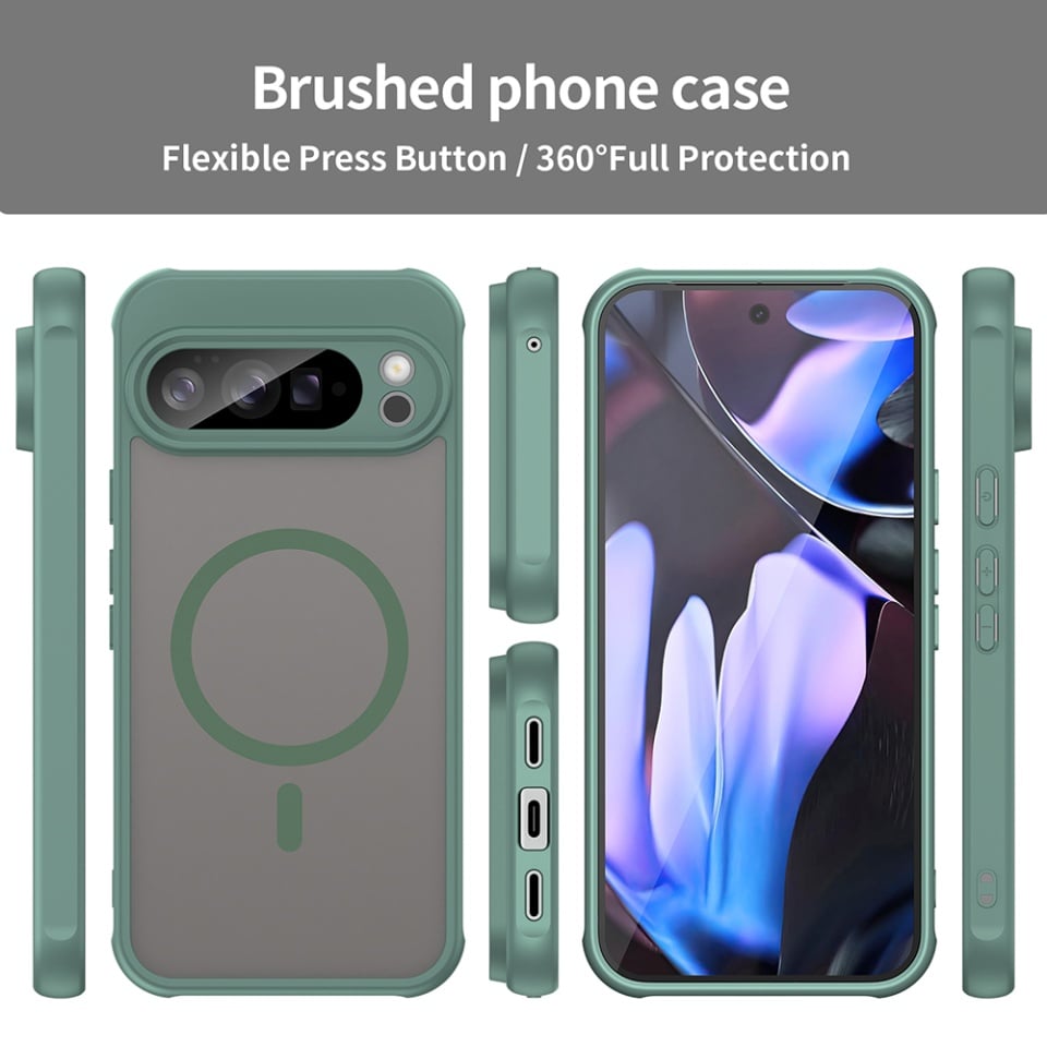 Husa pentru Google Pixel 10 Pro XL, SKYDDAR INNOVATION, HaloFrost MagSafe II, Antisoc, set cu sticker, Verde