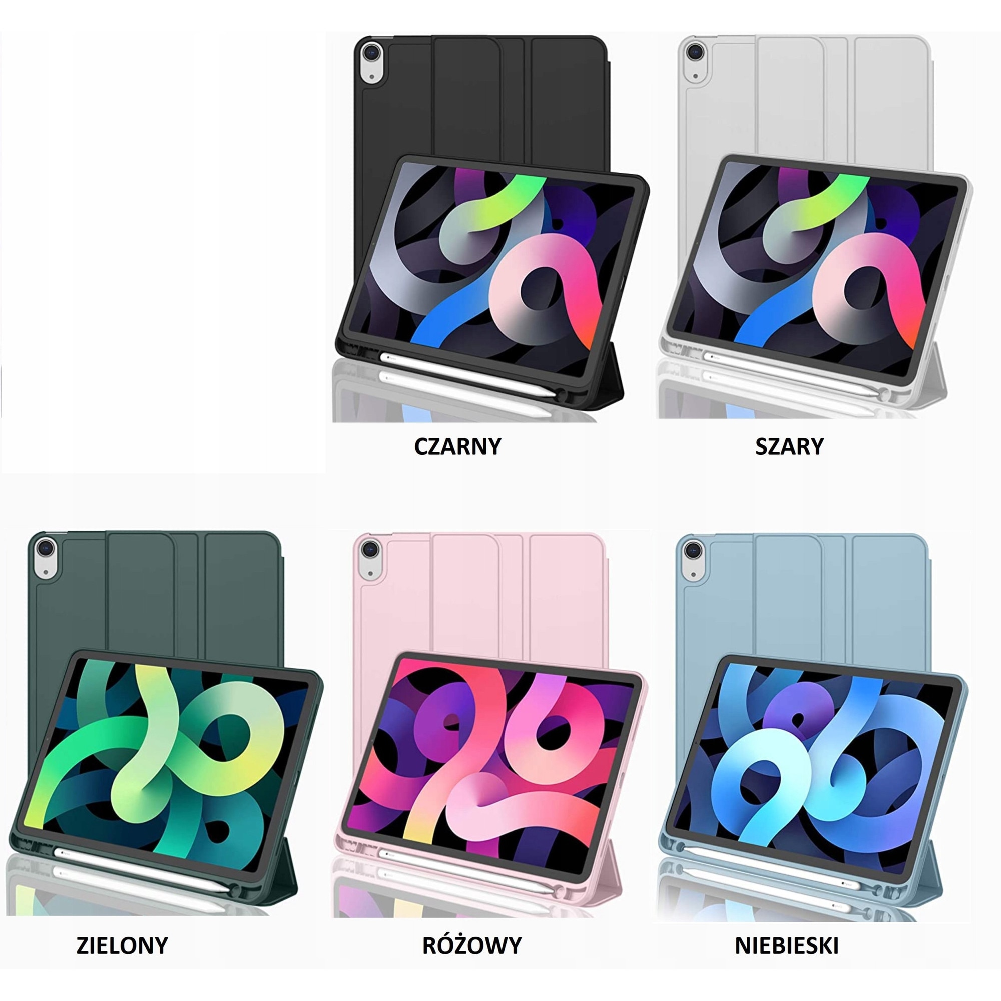 Husă tabletă, pentru Apple iPad Air 13", spațiu pentru stylus, piele ecologică, silicon, negru